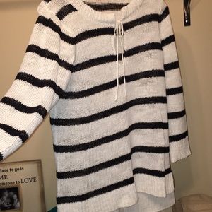 White and black striped light sweater